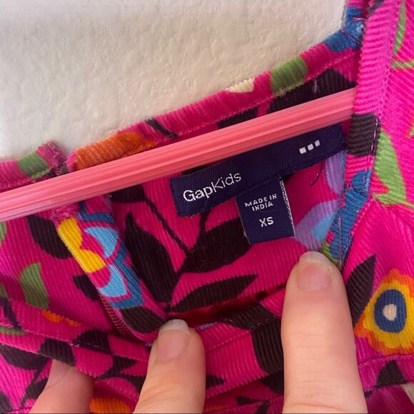 Gap Kids Corduroy Pink Floral Dress w Pockets XS - Picture 2 of 11